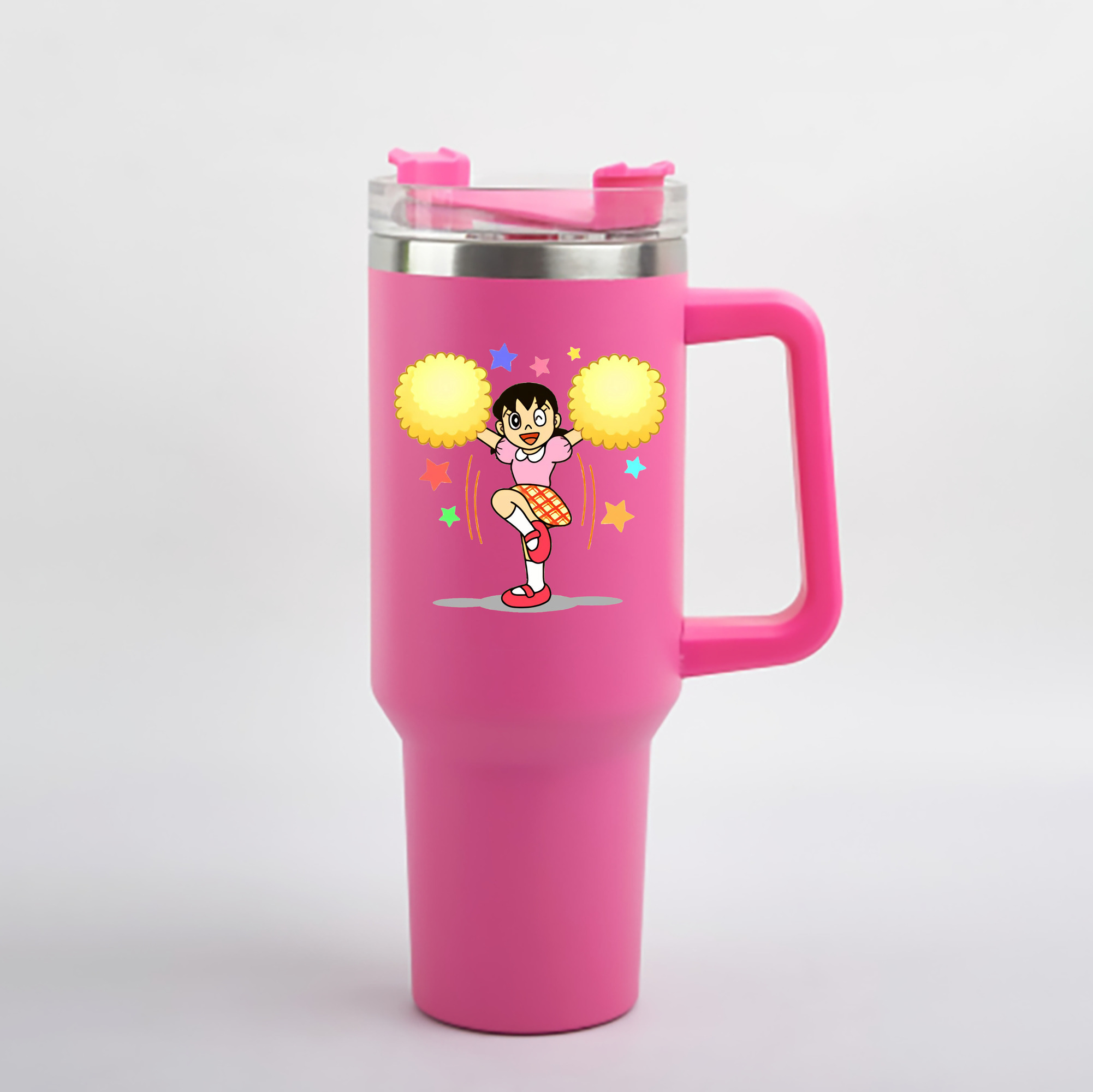 （画像用） ドラえもん みなもと しずか Doraemon Shizuka Minamoto 1200mL車用タンブラー - クリスタルステッカー（プラスチックストロー付き）